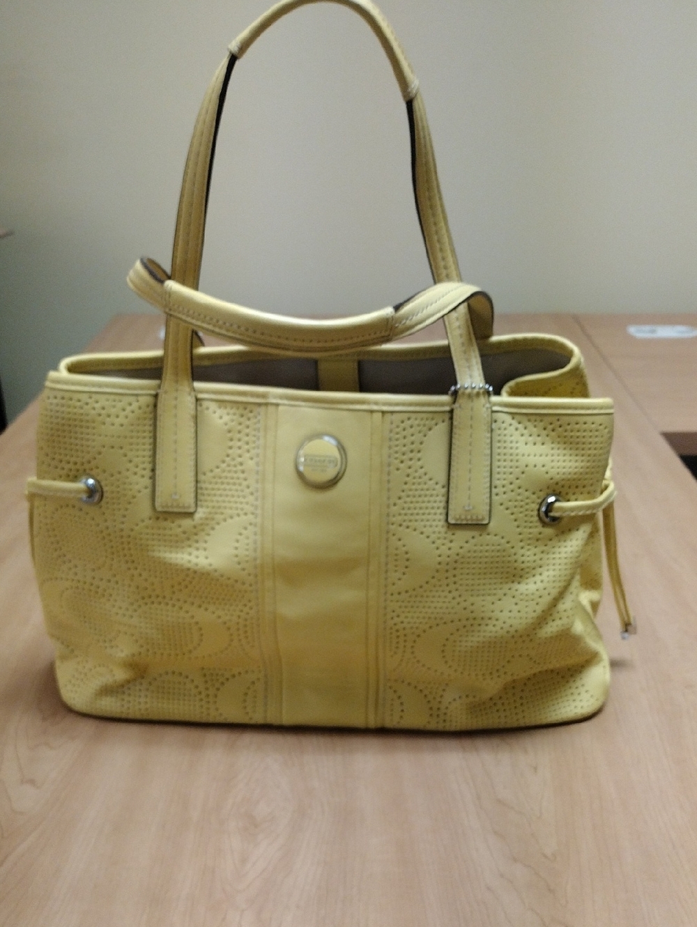 Coach Brand Yellow Perforated Tote Bag